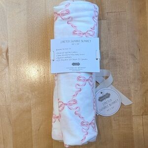 Mudpie Stretch Swaddle Blanket with Pink Bows